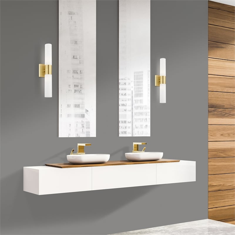 Livex Lighting Aero 2-Light Twist Lock Metal Vanity Lighting in Satin Brass