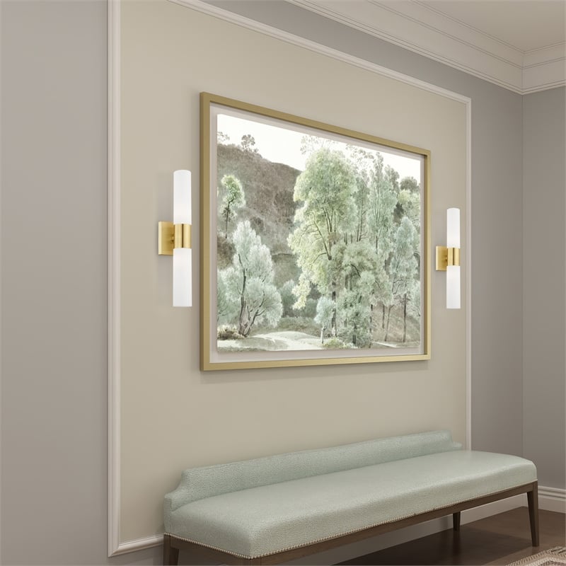 Livex Lighting Aero 2-Light Twist Lock Metal Vanity Lighting in Satin Brass