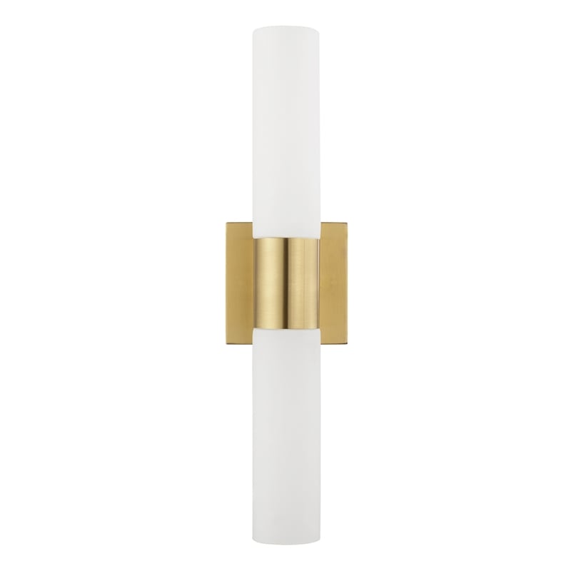 Livex Lighting Aero 2-Light Twist Lock Metal Vanity Lighting in Satin Brass