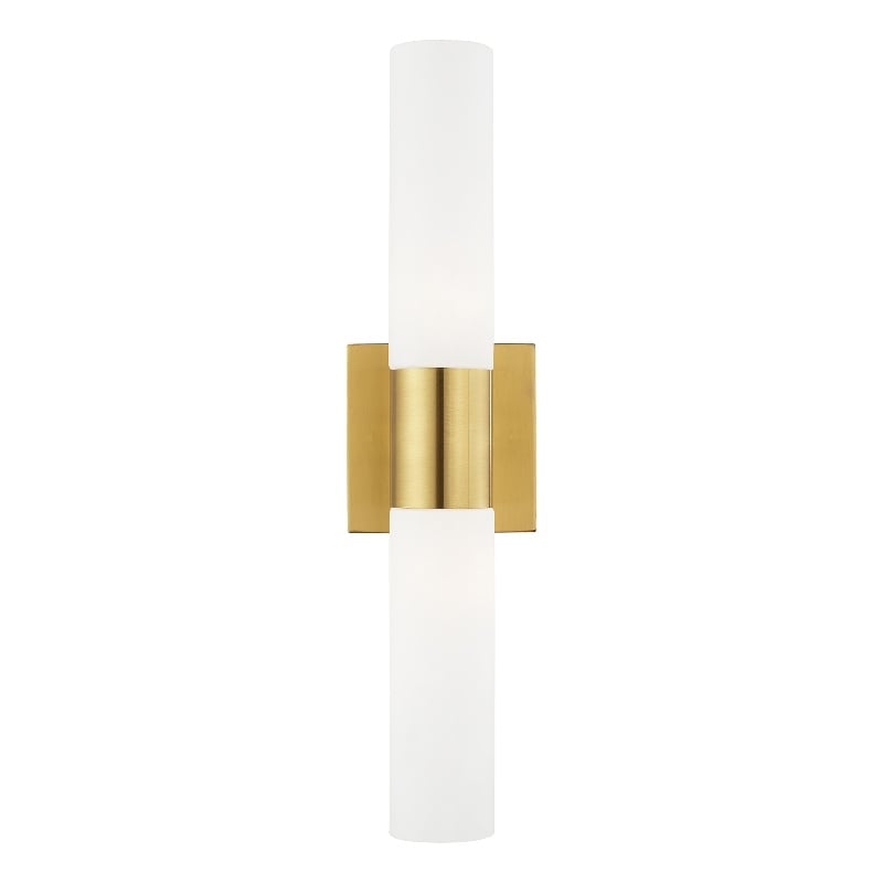 Livex Lighting Aero 2-Light Twist Lock Metal Vanity Lighting in Satin Brass