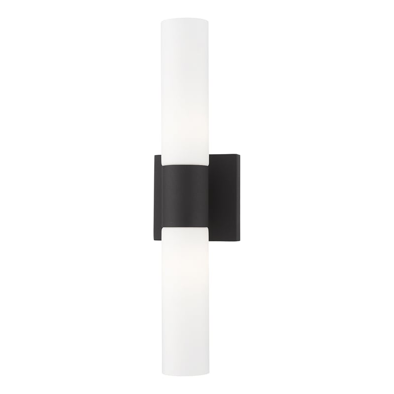 Livex Lighting Aero 2-Light Twist Lock Metal ADA Vanity Sconce in Textured Black