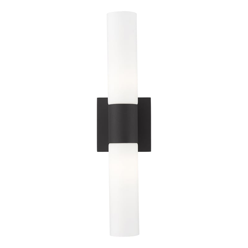 Livex Lighting Aero 2-Light Twist Lock Metal ADA Vanity Sconce in Textured Black