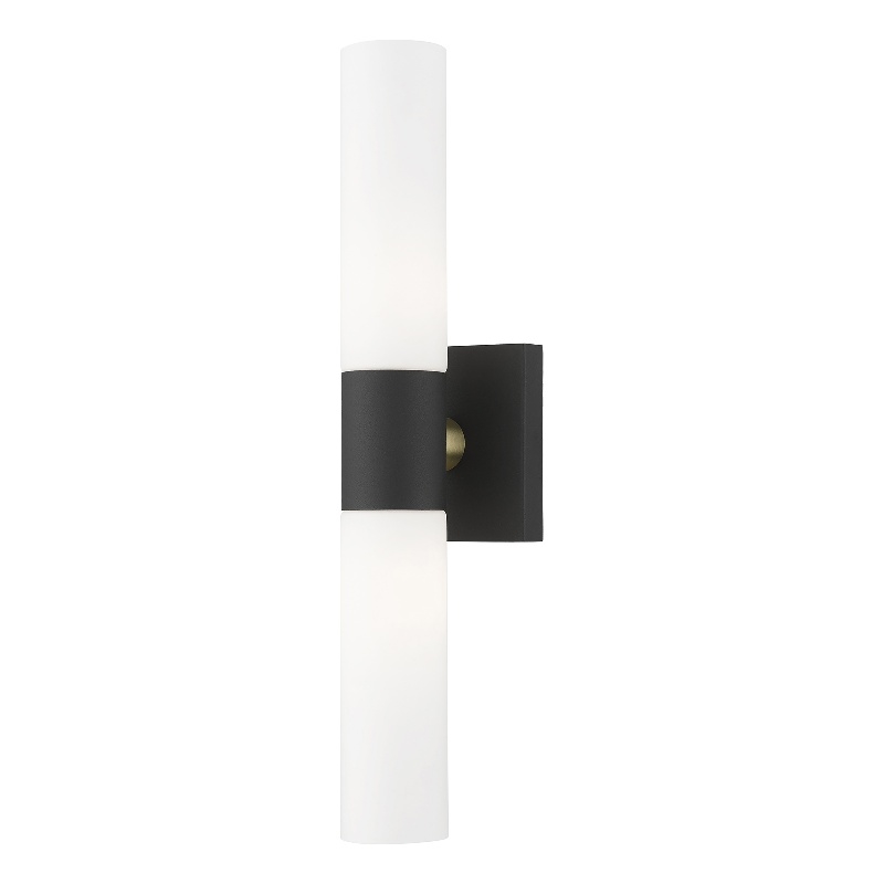 Livex Lighting Aero 2-Light Twist Lock Metal ADA Vanity Sconce in Textured Black