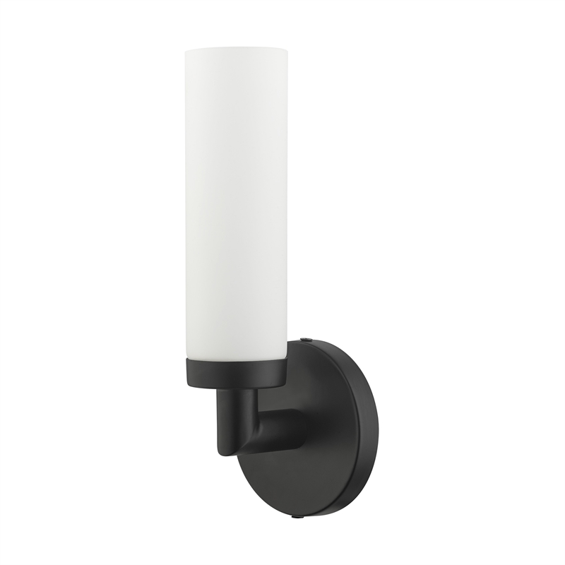 Livex Lighting Aero 1-Light White Metal Single Wall Sconce in Black