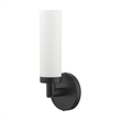 Livex Lighting Aero 1-Light White Metal Single Wall Sconce in Black