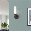 Livex Lighting Aero 1-Light White Metal Single Wall Sconce in Black