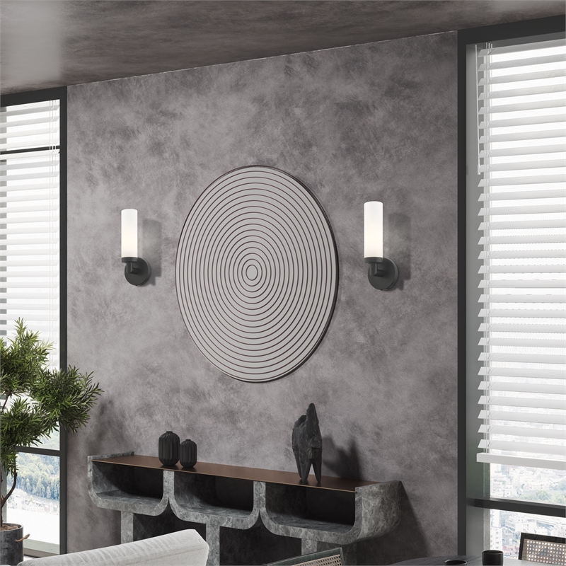 Livex Lighting Aero 1-Light White Metal Single Wall Sconce in Black
