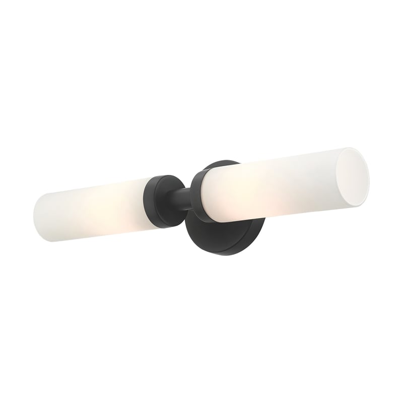 Livex Lighting Aero 2-Light Glass & Metal ADA Vanity Sconce in Black