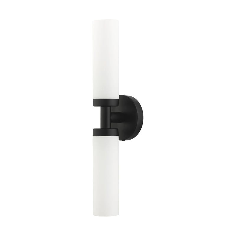 Livex Lighting Aero 2-Light Glass & Metal ADA Vanity Sconce in Black