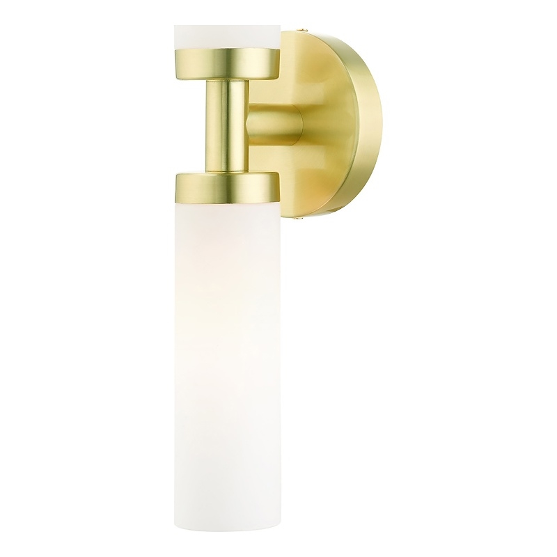 Livex Lighting Aero 2-Light Glass & Metal ADA Vanity Sconce in Satin Brass