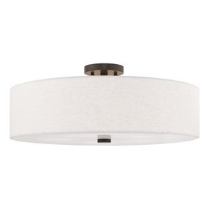Livex Lighting Meridian 9&quot 5-Light Metal/Fabric Ceiling Mount in Bronze
