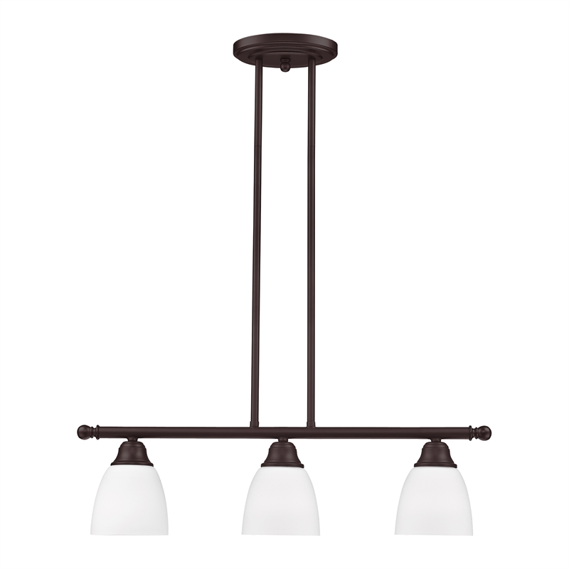 Livex Lighting Somerville 3-Light Metal Linear Chandelier in Bronze
