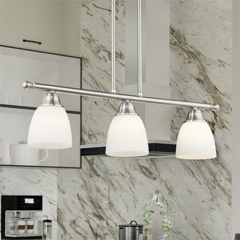 Livex Lighting Somerville 3-Light Metal Linear Chandelier in Brushed Nickel