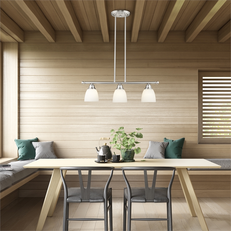 Livex Lighting Somerville 3-Light Metal Linear Chandelier in Brushed Nickel