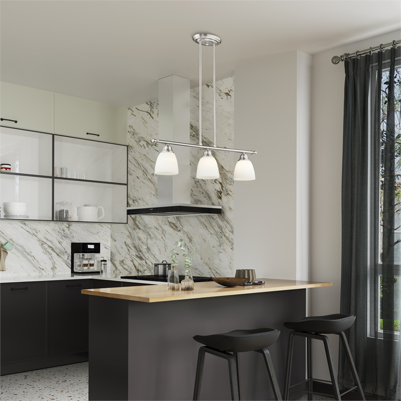 Livex Lighting Somerville 3-Light Metal Linear Chandelier in Brushed Nickel