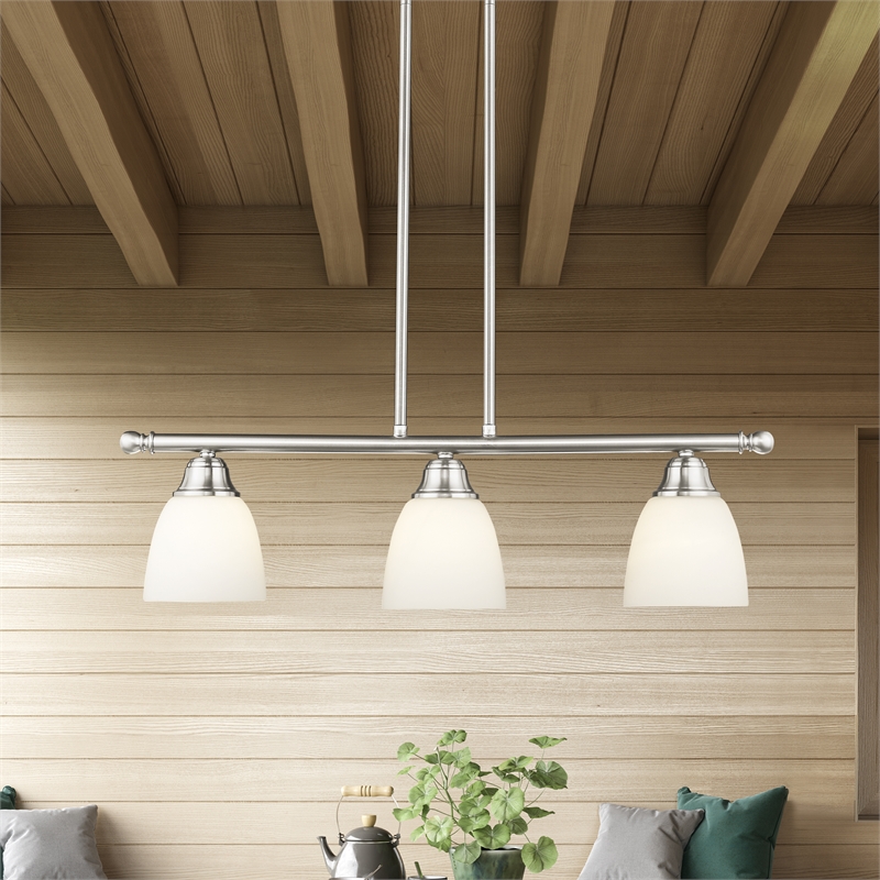 Livex Lighting Somerville 3-Light Metal Linear Chandelier in Brushed Nickel