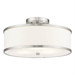 Livex Lighting Park Ridge 15&quot 3-Light Metal Ceiling Mount in Brushed Nickel