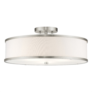 Livex Lighting Park Ridge 18&quot 3-Light Metal Ceiling Mount in Brushed Nickel