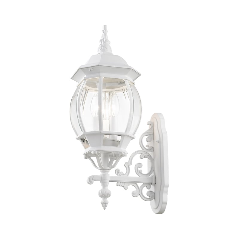 Livex Lighting Frontenac 3-Light Metal Outdoor Wall Lantern in Textured White
