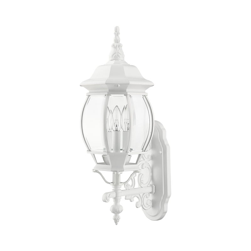 Livex Lighting Frontenac 3-Light Metal Outdoor Wall Lantern in Textured White