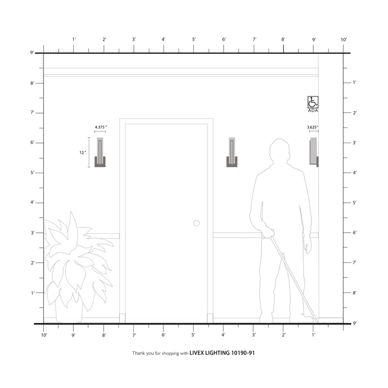 Livex Lighting Fulton Contemporary Metal ADA Wall Sconce in Brushed Nickel
