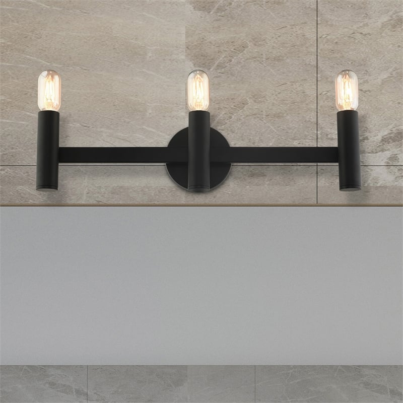 Livex Lighting Copenhagen 3-Light Metal Bath Vanity Sconce in Black