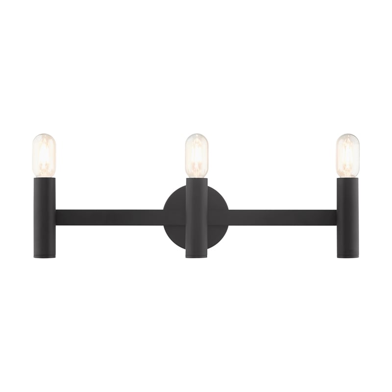 Livex Lighting Copenhagen 3-Light Metal Bath Vanity Sconce in Black