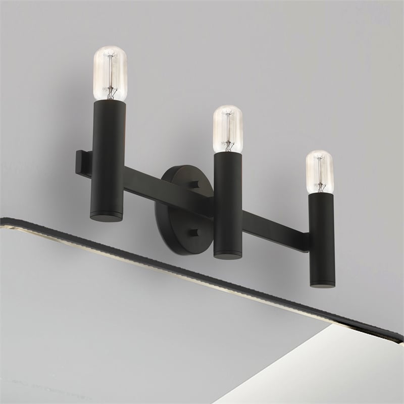 Livex Lighting Copenhagen 3-Light Metal Bath Vanity Sconce in Black