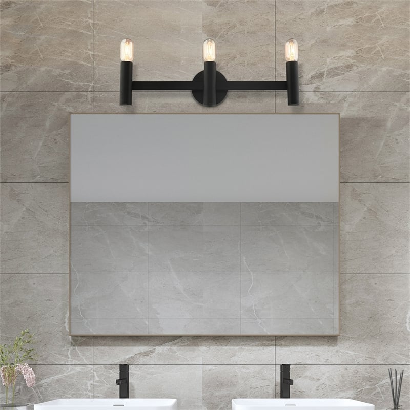 Livex Lighting Copenhagen 3-Light Metal Bath Vanity Sconce in Black