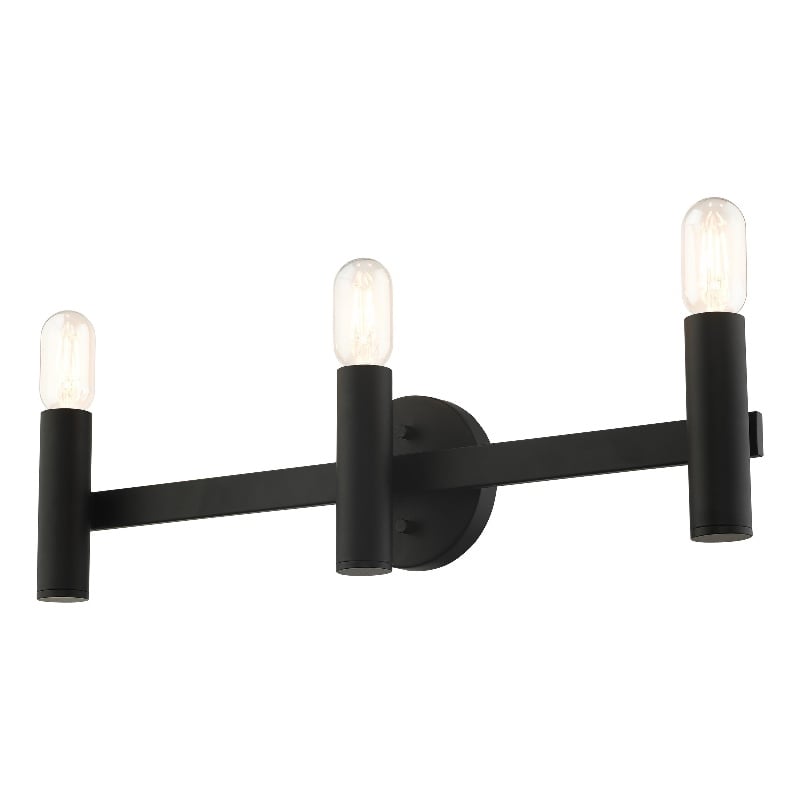 Livex Lighting Copenhagen 3-Light Metal Bath Vanity Sconce in Black