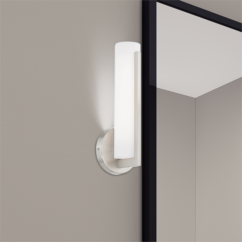 Livex Lighting Visby 8W LED Contemporary Metal ADA Wall Sconce in Brushed Nickel