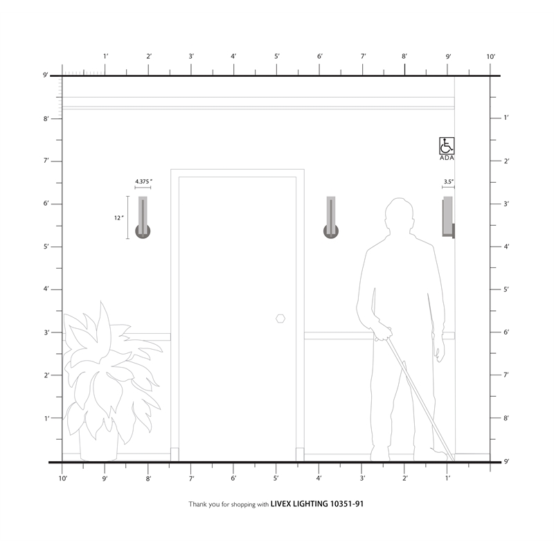 Livex Lighting Visby 8W LED Contemporary Metal ADA Wall Sconce in Brushed Nickel