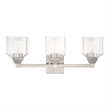 Livex Lighting Aragon 3-Light Metal/Glass Bath Vanity Lighting in Brushed Nickel