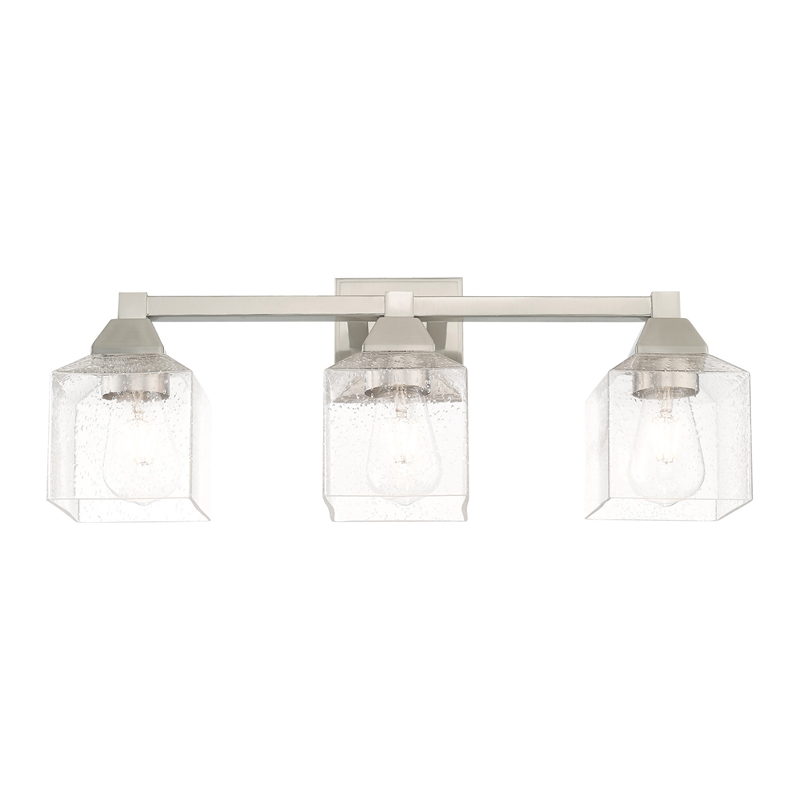 Livex Lighting Aragon 3-Light Metal/Glass Bath Vanity Lighting in Brushed Nickel