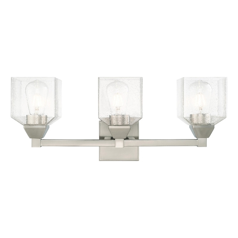 Livex Lighting Aragon 3-Light Metal/Glass Bath Vanity Lighting in Brushed Nickel