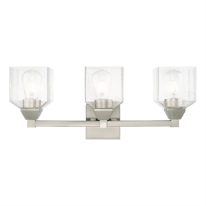 Livex Lighting Aragon 3-Light Metal/Glass Bath Vanity Lighting in Brushed Nickel