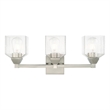 Livex Lighting Aragon 3-Light Metal/Glass Bath Vanity Lighting in Brushed Nickel