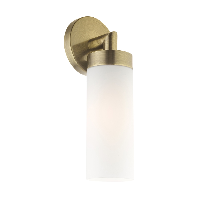 Livex Lighting Aero 1-Light Glass/Metal Single Sconce in Antique Brass