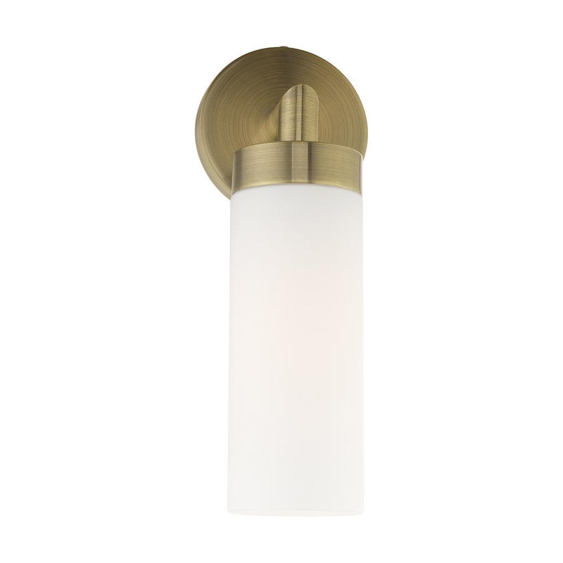 Livex Lighting Aero 1-Light Glass/Metal Single Sconce in Antique Brass
