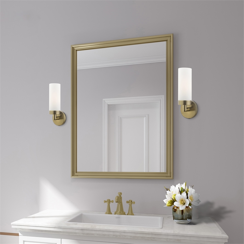 Livex Lighting Aero 1-Light Glass/Metal Single Sconce in Antique Brass