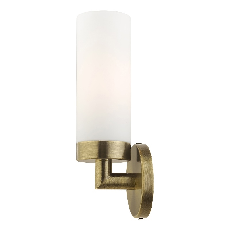 Livex Lighting Aero 1-Light Glass/Metal Single Sconce in Antique Brass