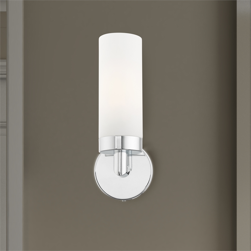 Livex Lighting Aero 1-Light Glass/Metal Single Sconce in Polished Chrome