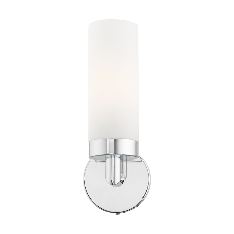 Livex Lighting Aero 1-Light Glass/Metal Single Sconce in Polished Chrome