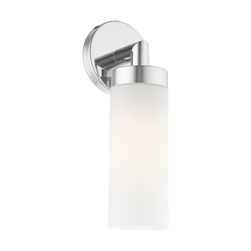 Livex Lighting Aero 1-Light Glass/Metal Single Sconce in Polished Chrome