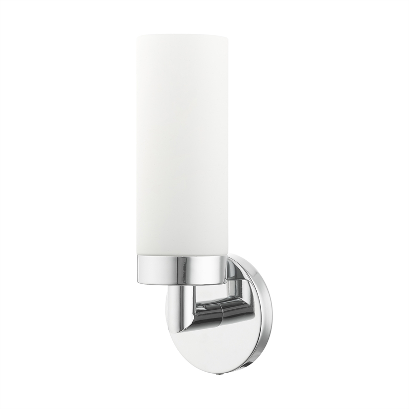 Livex Lighting Aero 1-Light Glass/Metal Single Sconce in Polished Chrome