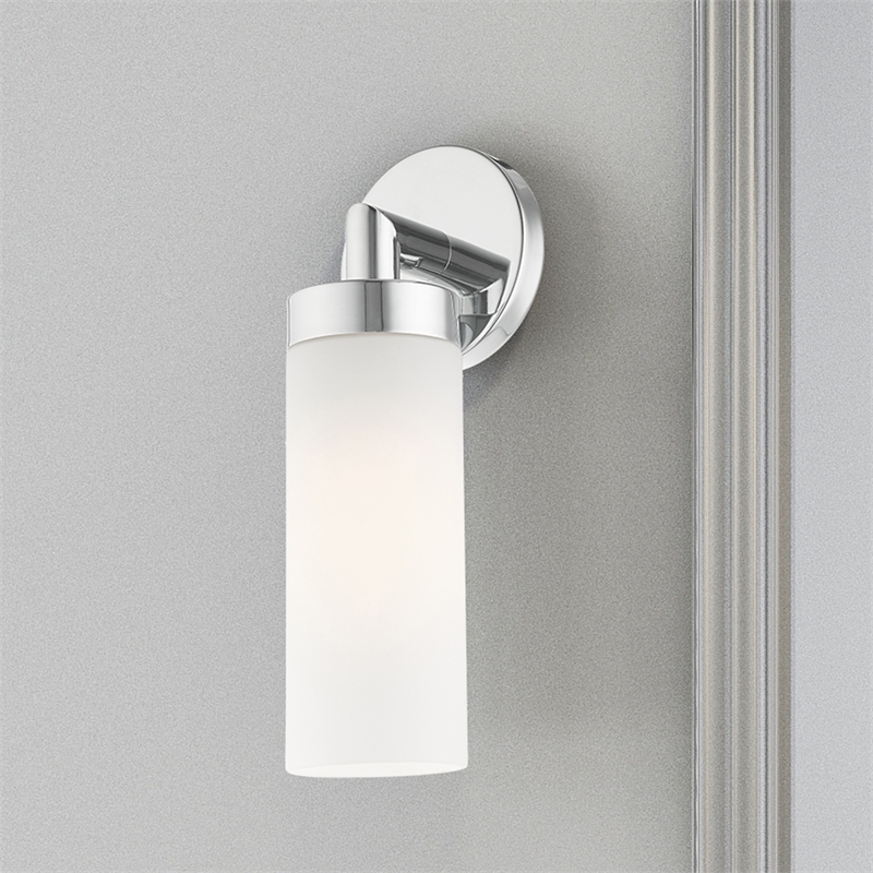 Livex Lighting Aero 1-Light Glass/Metal Single Sconce in Polished Chrome