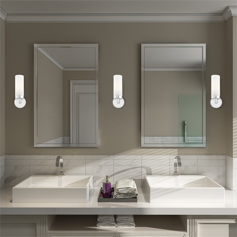 Livex Lighting Aero 1-Light Glass/Metal Single Sconce in Polished Chrome