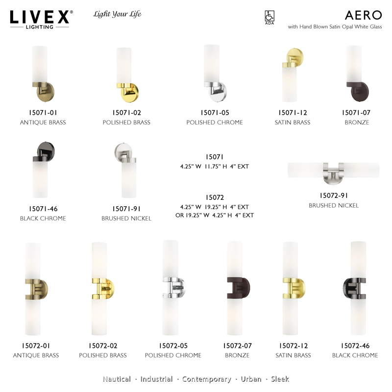 Livex Lighting Aero 1-Light Glass/Metal Single Sconce in Polished Chrome