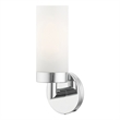 Livex Lighting Aero 1-Light Glass/Metal Single Sconce in Polished Chrome