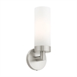 Livex Lighting Aero 1-Light Glass/Metal Single Sconce in Brushed Nickel